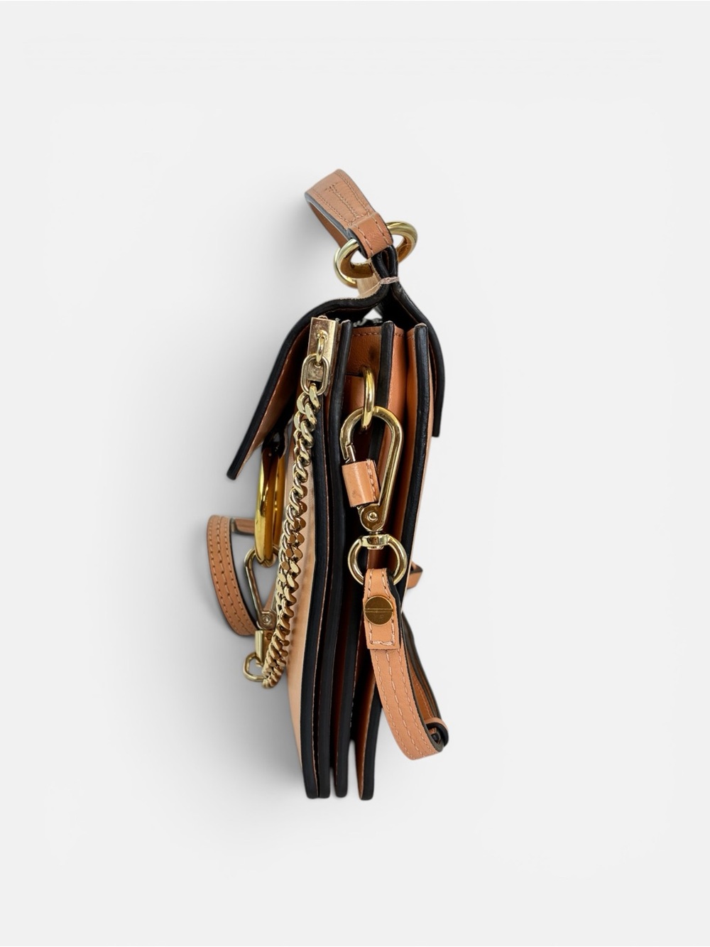Chloé Faye Medium Shoulder Crossbody Bag Blush Pink Suede Leather Gold Ring - Picture 3 of 12